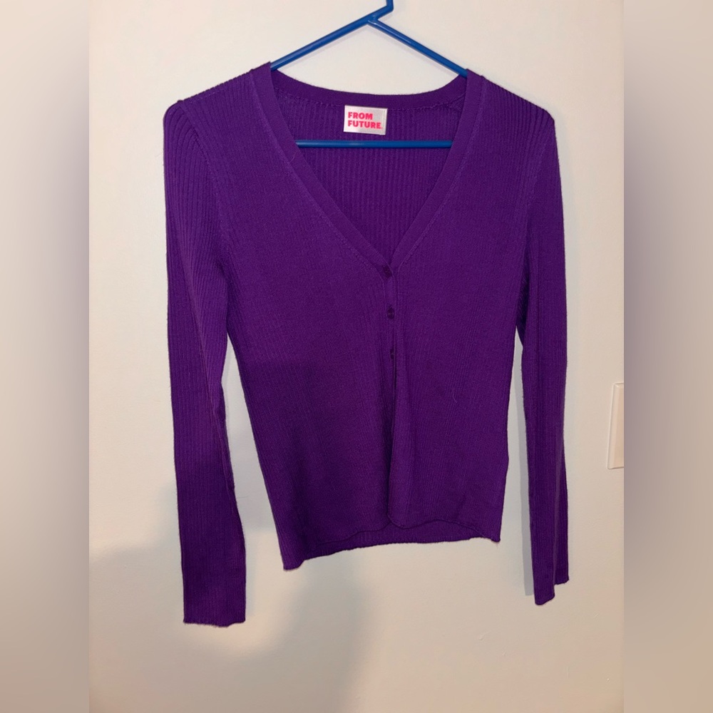 Purple cropped cardigan